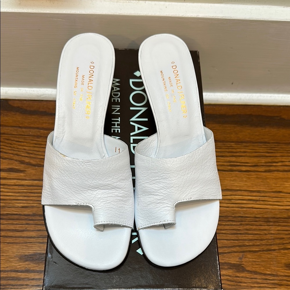 Donald J. Pliner White Mules with Minimalist Design